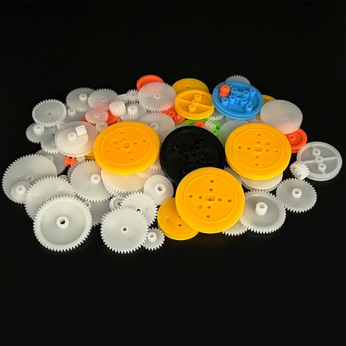 84PCS Plastic Gear Set Single Double Reduction Small Motor Gear with Belt Pulley for DC Motor RC Car Truck Helicopter Robot Replacement Parts (84)