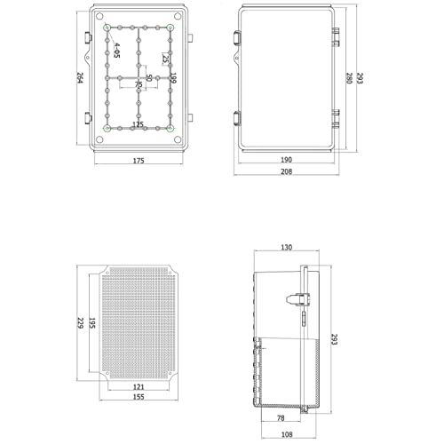 Outdoor Waterproof Electrical Box Junction Box Weatherproof IP67 ABS Plastic Enclosure Switch Router Project Box Electronics Enclosure with Mounting Plate Wall Bracket Grey 11.1"x7.5"x5.1" - color: Grey, size: 11.1" x 7.5" x 5.1"