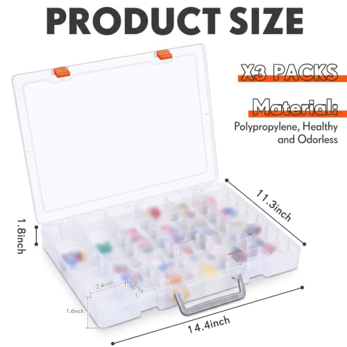 Juexica 3 Pack 48 Grid Clear Toy Storage Case for Mini Toys, Box Only