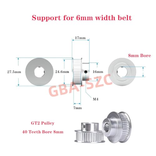 GT2 Pulley 40 Teeth 8mm bore Width 6mm Timing Belt Pulley Aluminum 40T Pulley Wheel for 6mm Width GT2 Timing Belt for 3D Printer,CNC (4pcs) - size: 40 Teeth, style: bore 8mm