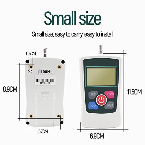 100N Digital Force Gauge Push and Pull Tester with 4 Measurement Units N Kg Lb Oz, Accuracy ±1% - size: 100N