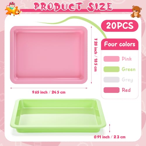 Mimorou 20 Pcs Small Plastic Art Sand Tray, White, Pink, Green - color: White, Pink, Green