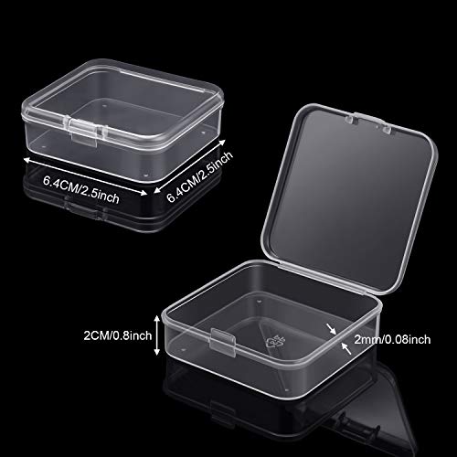 SATINIOR 24 Pcs Small Clear Plastic Container Box, 2.5 x 2.5 x 0.8 in - size: 2.5 x 2.5 x 0.8 in