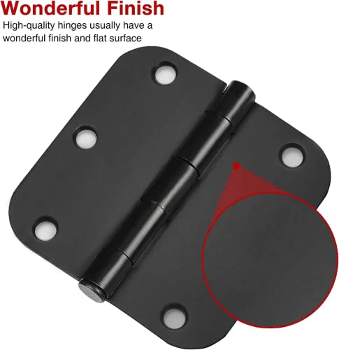 18 Pack Matte Black Door Hinges 3.5 Inch Rounded 5/8" Radius Corners - color: Matte Black, size: 18 Pack