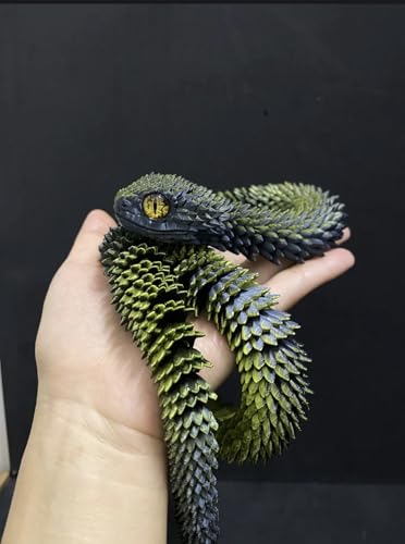 3D Printed Animals Set 3D Printed Snake Toys 3D Printed Articulated Flexible Fidget Toy 3D Printed Animals Exquisite Cute Pet Toy Children/Adults Fidget Toys (Black & Gold, 23.6) - color: Black & Gold, size: 23.6