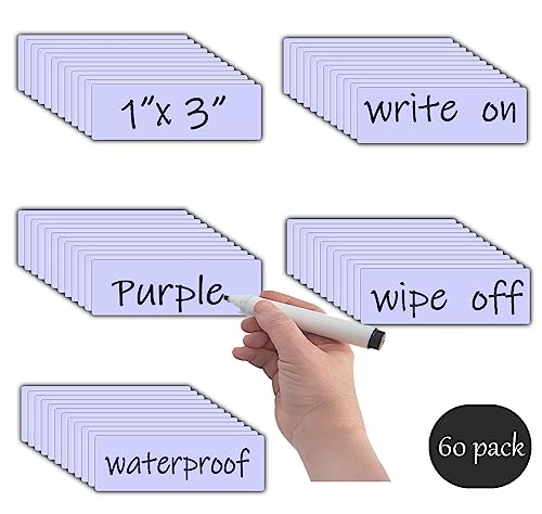 Magnetic Dry Erase Magnets Labels(1x3,Pack of 60) Reusable Name Tags,Organizing Schedules in Office/Classroom.Work on Fridge/White Board,Pastel Colors(Light Purple) - color: Light Purple 60pcs, size: 1X3"