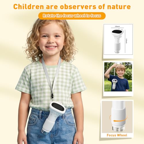 4K 1000X Digital Microscope for Kids with 2.0" IPS Screen(White) - color: White