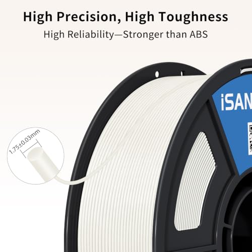 iSANMATE ASA White 3D Printer Filament, UV & Weather Resistant White ASA Filament 1.75MM for Bambu Lab 3D Printers,AMS,AMSLite, 1kg Spool (2.2lbs) - color: Natural White