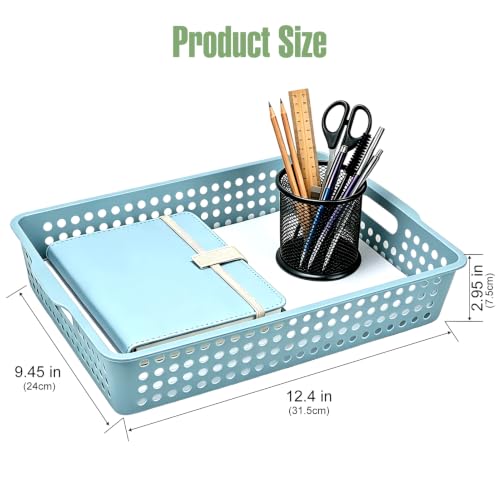 6 Pieces Plastic Turn in Bins for Classroom,Colorful Classroom Baskets with Handles,Stackable Paper Trays for Classroom,Teachers, Students for Classroom Organization & Homework Collection - size: 6pieces