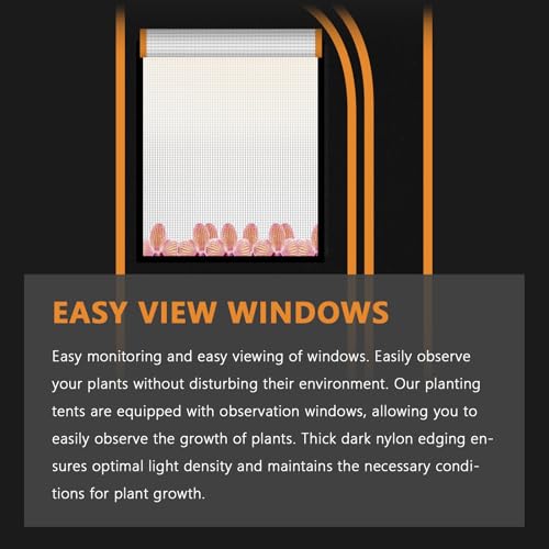 16"x16"x48" Grow Tent Kit - Heavy-Duty 600D Diamond Mylar Lining, 98% Reflective, Viewing Window & Waterproof Floor Tray for Hydroponics Indoor Growing - size: 16"x16"x48"