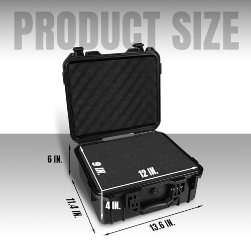 Jack Boss Hard Case, 13.6x11.4x6 Inch Portable Weather Waterproof Protective Camera Case with Customizable Foam, Fit Use of Drones, Camera, Equipments,Black - color: Black, size: 13.6x11.4x6 in