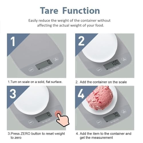 NUTRI FIT 11lb Food Scale Kitchen Scales Digital Weight Grams & Ounces Grey - color: Cool Gray