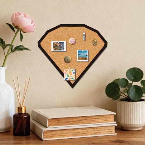 CRASPIRE Diamond Pin Cork Board Framed Bulletin Display Badge Wooden Decorative Corkboard 10.6x9.84In Wall Mounted Memory Memo Brooch Lapel Holder Storage for Home Office School Classroom Wedding - style: Diamond