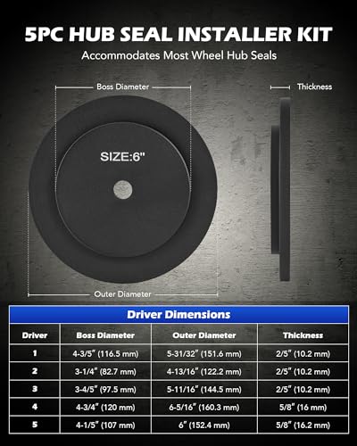 OMT Truck Hub Seal Installer Kit Compatible with Class 7 8 Trucks - size: 4-13/16 to 6-5/16 in.