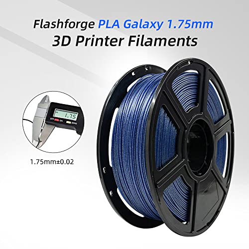 FLASHFORGE PLA Filament 1.75mm Galaxy Blue, 3D Printer Filament with Silver Glitter 1kg (2.2lbs) Spool, Dimensional Accuracy +/- 0.02mm, Shimmering 3D Printing Filament for Unique Finish - color: Galaxy Blue