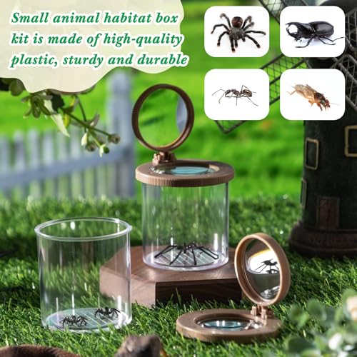Skylety 2 Pieces Bug Jars Insect Viewer Catcher Bug Magnifying Insect Cage Container for Kids Children Science Nature Exploration Tool(Brown) - color: Brown