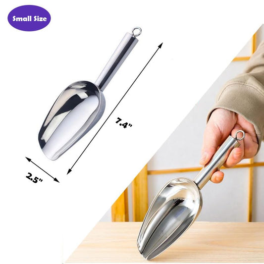 Set of 1 Ice Scoop, Stainless SteelKitchen Ice Scoop for Canisters or Ice Maker, Food Scoops for Canisters, Freezer, Flour, Dry Foods, Coffee Beans, Pop Corn, Pet Dog Cat Food (Stainless Steel-S) - color: Stainless Steel-S