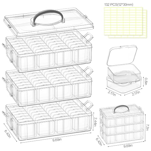 DILIBRA Bead Organizer Box, 3-Tier Stackable 84 Pcs Craft Storage Boxes - color: 3-Tire 84 Pcs