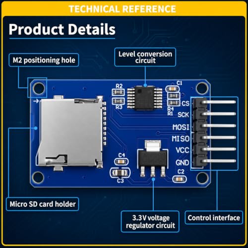 5-Pack Micro SD TF Card Reader Module, SPI Interface