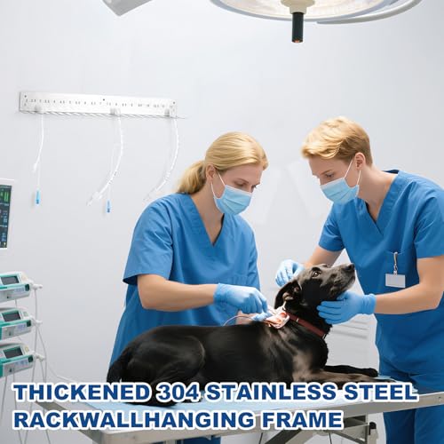Endotracheal Tube Holder 304 Stainless Steel Rack Wall Hanging Frame Endotracheal Tube Holders Intubation Hanger for Veterinary Equipment Supplies(22.44 inches, 2.0-12)