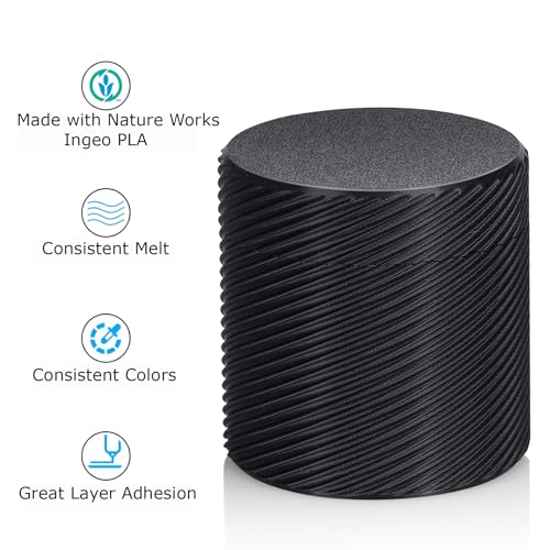 Inland PLA Basics Filament 1.75mm, 1kg Spool – Dimensional Accuracy ±0.02mm, Neatly Wound, Fits Most FDM 3D Printers (Black, 1 Pack) - color: **1kg Black