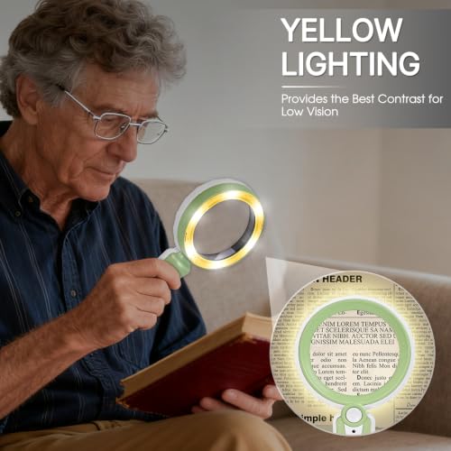 Magnifying Glass with Light, Rechargeable Magnifier for Seniors, Reading - color: Green
