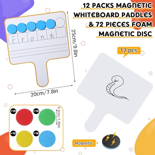 Seajan 12 Pcs Magnetic Answer Board Dry Erase Double Side Handheld, Multi - color: Multi
