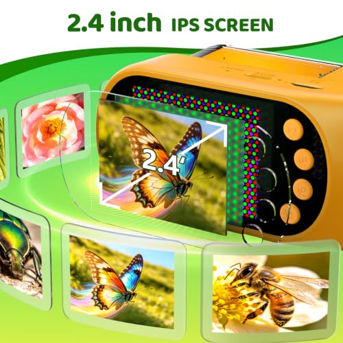Handheld Microscope for Kids, Outdoor Explorer STEM Toy with Bonus Tools, 2.4" IPS Screen, Ergonomic Grip, Digital Camera, Photo/Video, Magnifier, Science Kit – Gift for Boys & Girls Age 3-12 - color: Orange