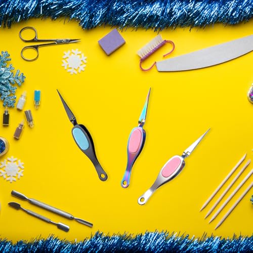 Mudder 3 Pcs Reverse Tweezers for Crafts Self Locking Curved,Straight Tip - style: Straight Tip