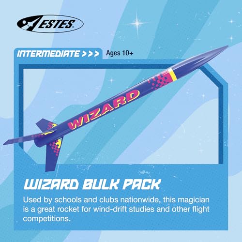 Estes 1754 Bulk Pack of 12 Wizard Rocket-Building Kits, Intermediate Flying-Rocket-Model Kits for Ages 10+, Classroom Science Experiments