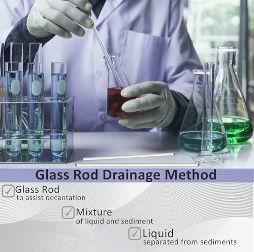 4Pcs Glass Stir Sticks Lab Stirring Rod 8"x 2 10"x 2 with Both Ends Round and Glass Graduated Droppers 1 x 4" Straight and 1 x 4" Bent for Science, Lab, Kitchen, Science Education