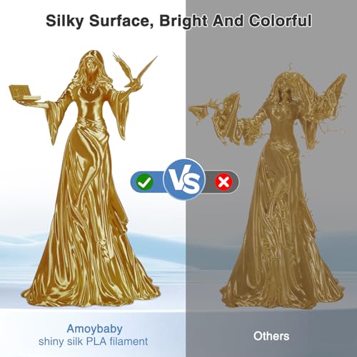 Silk Gold PLA Filament 1.75mm 1kg(2.2lbs) High Speed Gold Filament - color: Gold