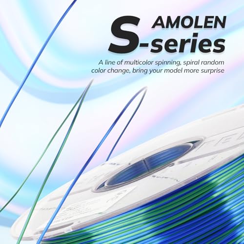 AMOLEN Silk PLA 3D Printer Filament Bundle, Shiny PLA Filament 1.75mm Multicolor Rainbow Pack, Fast Color Change PLA 3D Printing Filament for Most FDM 3D Printer, 1KG X 4 Spools - color: Black Red/Blue Silver/Green Blue/Blue Purple