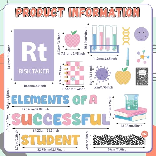 Science Bulletin Board Set Chemistry Periodic Table of Elements Bulletin Board Classroom Decorations Scientist Lab Motivational Cutouts for Back to School Teacher Supplies Wall Decor