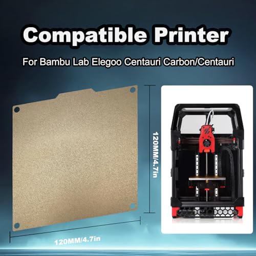 120x120mm Gold PEI Build Plate for Voron 0.1 0.2 V0.1 V0.2, Double Sided Textured PEI Flexible Spring Steel Platform Heated Printing Bed for Voron 0.1 0.2 V0.1 V0.2 3D Printer - size: 120x120mm