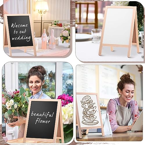 Qilery 4 Pieces A Frame Tabletop Double Sided Chalkboard Sign Gifts for 10 x 16 Inch Double Sided Chalkboard Wooden A Frame Sandwich Board Signs for Tabletop Restaurant Wedding Business