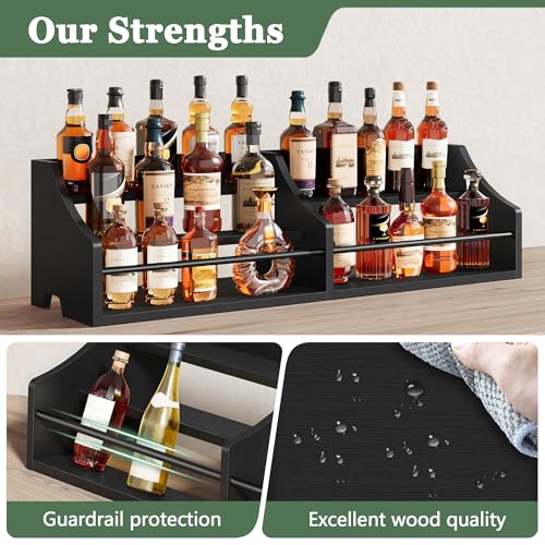 FAVOOSTY 5 Tier Countertop Liquor Bottle Display Shelf Organizer, Black - color: Dark Black