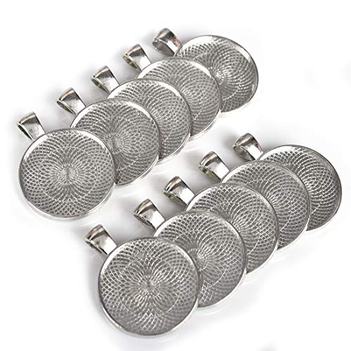 LANBEIDE 80pcs 25mm Pendant Bezels and Glass Cabochons for Jewelry Making - size: 25 mm / 1 inch