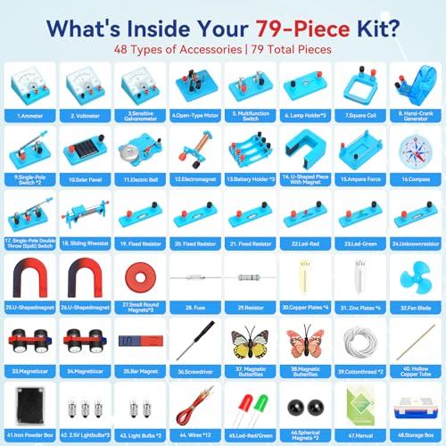 79PCS Magnet Science Kit for Kids Ages 8-16, Ultimate Physics Lab - size: 79PCS