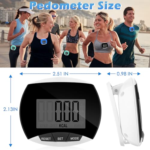 Copkim 9 Pcs Simple Pedometers Bulk for Walking Steps and Miles Walking Step Counters with Calories Burned Portable Clip Step Tracker for Seniors Man Women Jogging Hiking Running - color: Black, Green, Blue