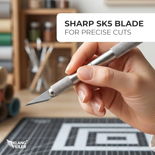 Klangfeiler® Hobby Knife Set for Crafting - WITH 10 BLADES - Precision Art Knife - Craft Knife Cutting Set
