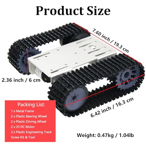 Premium DIY Tracked Robot Chassis Kit Intelligent Robotic Chassis, Remote Control Caterpillar Moving Tank Platform with High Torque DC Motors for Arduino Microbit Raspberry Pie Python STEAM (Silver) - color: Silver