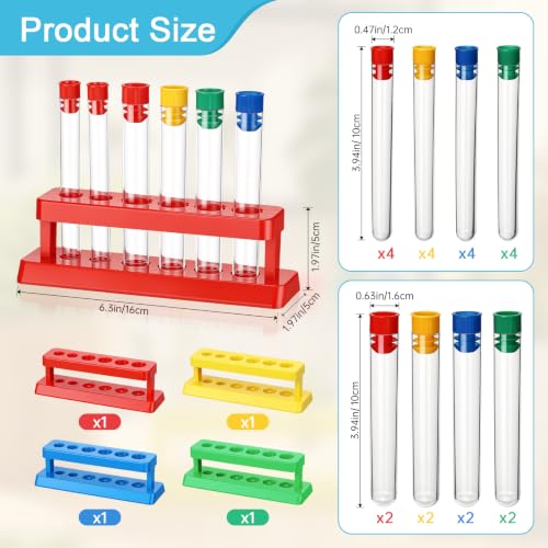 TrelaCo 28 Pcs Plastic Test Tubes with Stand, Science Classroom Must Haves