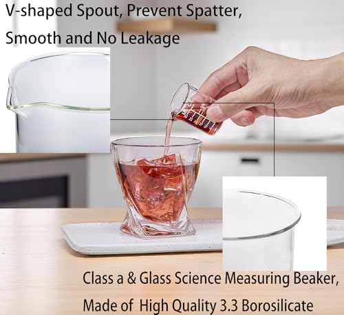 Ackers Etching Scale Measuring Glass V-Shaped Spout Made of High Borosilicate Glass Measuring for Kitchen or Restaurant, Easy to Read,30ML (1 Oz) 丨(2 Pack) - size: 30 ml (1 oz)