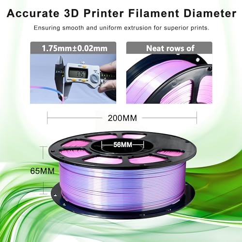 iBOSS 3D Printer Filament, Silk PLA+ Filament 1.75mm Dual Color Filament, Shiny Silk PLA Plus Coextruded Filament, 1 kg/Spool 3D Printing Filament for 3D Printers(Silk Pink Blue) - color: B_ Dual Silk Pink Blue