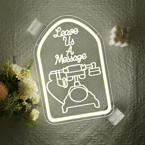 Leave Us A Message Neon Signs for Wall Decor,Adjustable Brightness Wedding Neon Sign for Audio Guest Book Wedding Phone Sign,Reception,Party Home Decor Art - color: LB-LeaveUsAMessage