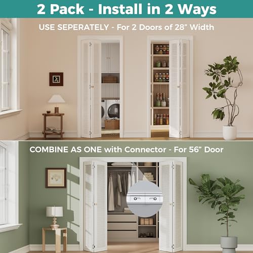 Closet Bifold Door Hardware & 2 x 28 Inch Track Kit, Combine for 56" Door - size: 28 Inch