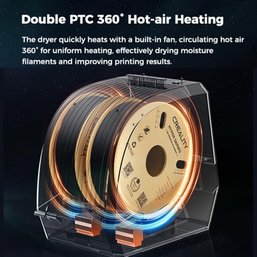 Creality Space PI Filament Dryer Plus, 2 Spools 3D Printing Filament Storage with Built-in Fan, 4” Touch Screen, 360℃ PTC Heating, Upgrade Dehydrator Storage Box for 1.75/2.85mm PLA/PETG/ABS/Nylon