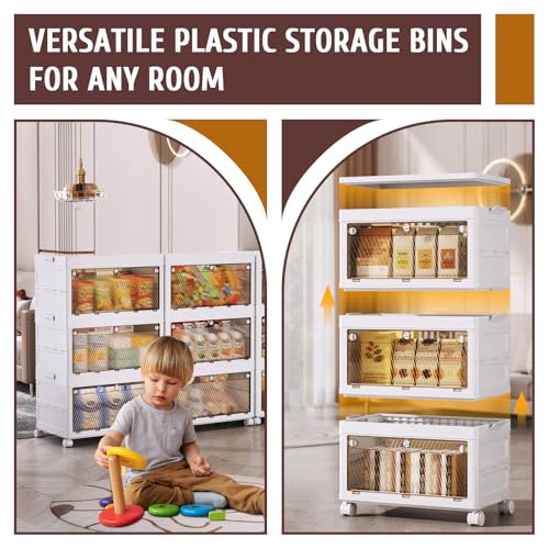 QudraKast 3-Tier Stackable Plastic Storage Bins - 67QT Stackable Storage Bins - Closet Organization, Suitable for Bedroom, Organization and Boxes for Study, Toy Room, Office - size: 3-Tie