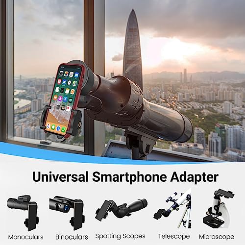 Adjustable Scope Mount, Universal Telescope Adapter, Binocular & Monocular Phone Attachment, Fits 4.2-7" Cell Phones